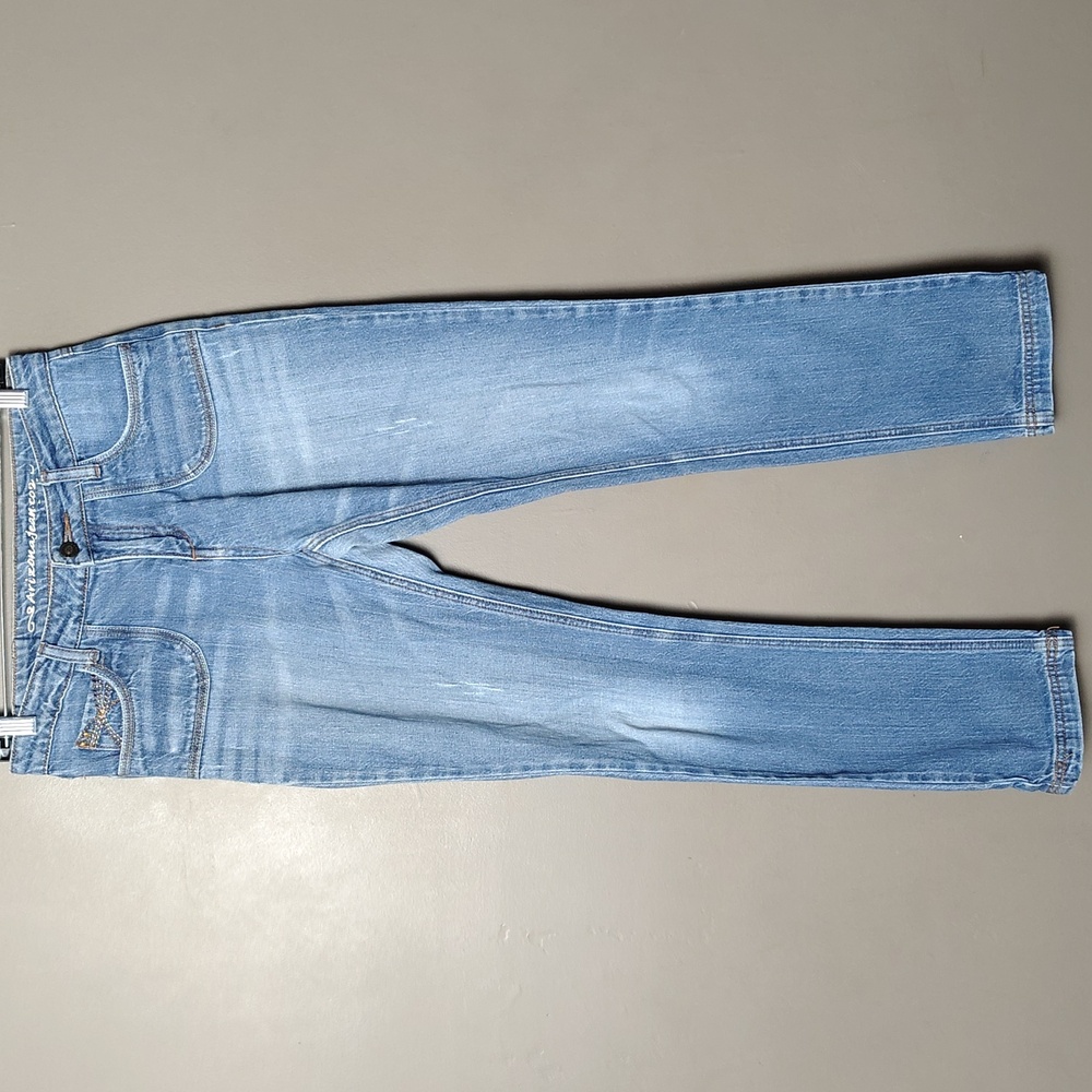 Arizona Distressed Lines Jeans W Back Pocket Embroidery Size 16